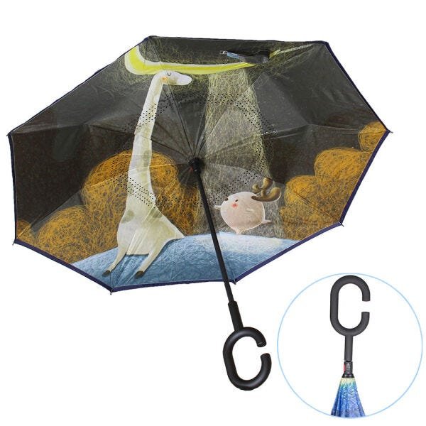 Guarda Chuva Pequeno Abre e Fecha Invertido Contrário 8 LQ-608P8 - 2