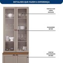 Ver imagem 6 de Paneleiro Cristaleira Americana 4 Portas Vidro Unna Griss Yescasa