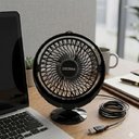 Ver imagem 2 de Mini Ventilador de Mesa 7,5W 2 Velocidades Preto Inclinação Ajustável Bivolt