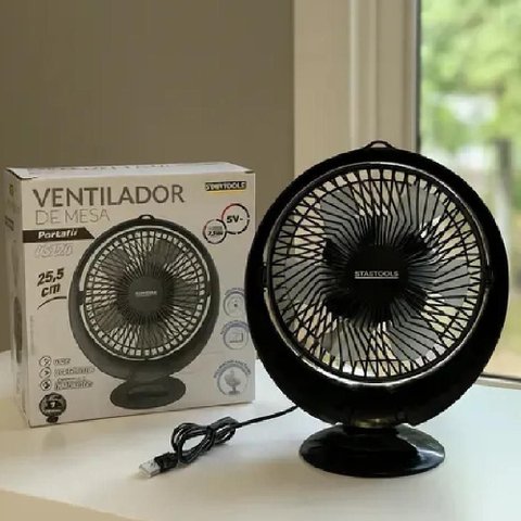 Mini Ventilador de Mesa 7,5W 2 Velocidades Preto Inclinação Ajustável Bivolt