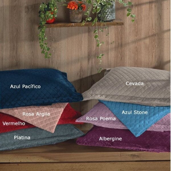 Porta Travesseiro Plush Inove Liso 55 x 80 cm Azul Pacifico Hedrons