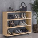 Ver imagem 2 de Sapateira Multiuso Organizador Com 03 Prateleiras E Rodizio Pérola L03 Amadeirado - Lyam Lyam Decor