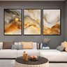 Kit com 3 Quadros Decorativos 70x50 Cm Abstrato Marmoreado com Moldura Caixa Preta 3cm Profundidade - 1