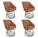 Ver imagem 1 de Kit 4 Poltronas Luxo Alana Bouclê Terracota Base Luxo Preto - Pallazio