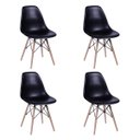 Ver imagem 4 de Conjunto de Mesa de Jantar Eames Eiffel Redonda 90 Cm Tampo de Madeira Preto com 4 Cadeiras Pretas P