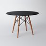 Conjunto de Mesa de Jantar Eames Eiffel Redonda 90 Cm Tampo de Madeira Preto com 4 Cadeiras Pretas P - 3
