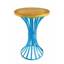 Ver imagem 1 de Mesinha de Canto Redonda Decorativa Artesanal de Ferro para Varanda Area Externa - Azul Turquesa