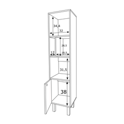 Estante Multiuso Livreiro 35cm 01 Porta Mlt2039-Pr Estilare Preto - 5