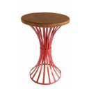 Ver imagem 1 de Mesinha de Canto Redonda Decorativa Artesanal de Ferro para Varanda Area Externa - Vermelho