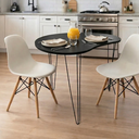 Ver imagem 5 de Mesa Orgânica Canto Jantar Home Office 2 Lugares Preta 90x60cm