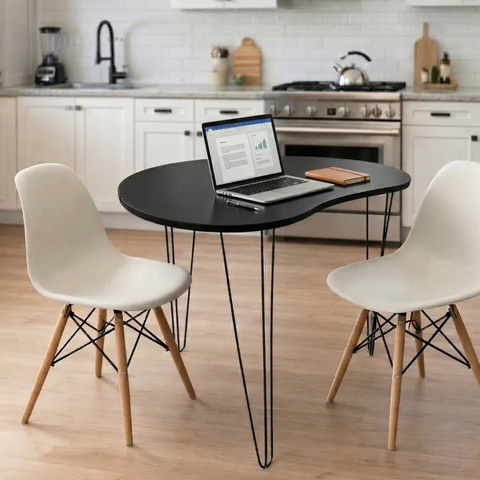 Mesa Orgânica Canto Jantar Home Office 2 Lugares Preta 90x60cm