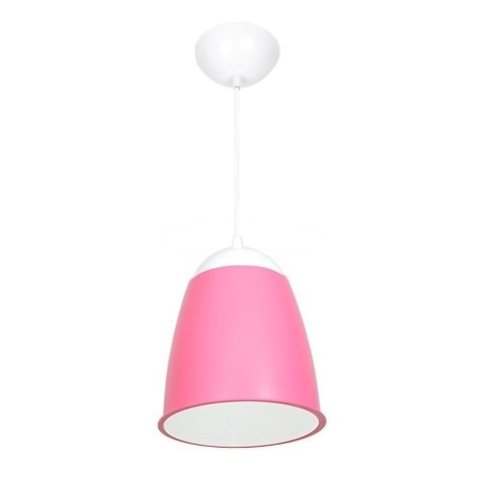 Kit 2 Pendente Ananda Poptem rosa bebê lustre luminária 21cm sala