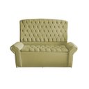 Ver imagem 1 de Kit Dubaí Cabeceira de Cama Box Casal e Recamier Baú Queen 160 Cm Suede Bege Eli Móveis