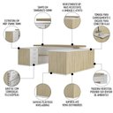 Ver imagem 3 de Mesa em U Presidente com Tomadas Tamburato Corp A06 Carvalho/branco - Mpozenato