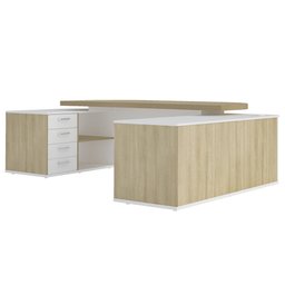 Mesa em U Presidente com Tomadas Tamburato Corp A06 Carvalho/branco - Mpozenato - 8