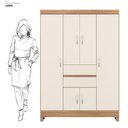 Ver imagem 4 de Guarda Roupa Solteiro 6 Portas e 2 Gavetas Ecom Ii - Amêndola Touch/off White