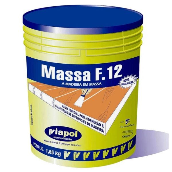 Massa Para Madeira Fusecolor F12 Viapol 1,65kg Marfim