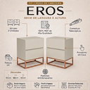 Ver imagem 2 de Kit 2 Mesas de Cabeceira Eros Off White 60cm Pés de Ferro Cobre Moderno Estilo Industrial