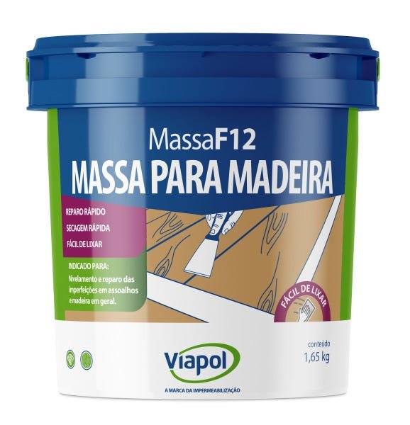 Massa para Madeira Fusecolor F12 Viapol 1,65kg Branco - 2