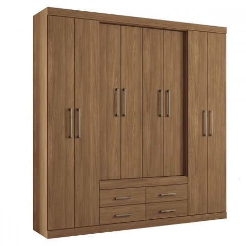Guarda-roupa Casal Barbados 8 Portas 4 Gavetas Jatoba - Pnr Móveis