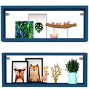 Ver imagem 1 de Kit 2 Nicho Retangular Azul 30x15x10p Mdf Decorativo