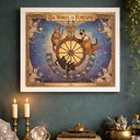 Ver imagem 1 de Quadro Carta Tarot Gatos Roda Fortuna 24x18cm Mold Branca