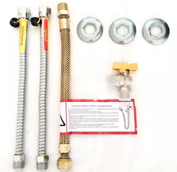 Kit Instalação Aquecedor A Gás Flexíveis De 40cm