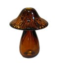 Ver imagem 1 de Escultura em Vidro Cogumelo Decorativo Marrom Ambar 12,5cm