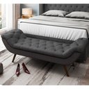 Ver imagem 3 de Kit Cabeceira Cama Box Casal 195 Cm Madrid com Puff Recamier Santorini P05 Linho Cinza Escuro - Lyam