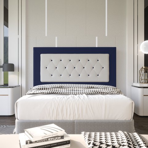 Cabeceira Casal 1,40m Havana Suede Azul SKY MOBILE