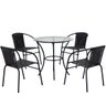 Conjunto de Mesa com tampo 4 Cadeiras Happy Hour Varanda Área Sacada Edícula Empilhável Preta - 1