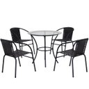 Ver imagem 1 de Conjunto de Mesa com tampo 4 Cadeiras Happy Hour Varanda Área Sacada Edícula Empilhável Preta