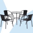 Ver imagem 4 de Conjunto de Mesa com tampo 4 Cadeiras Happy Hour Varanda Área Sacada Edícula Empilhável Preta
