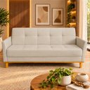 Ver imagem 2 de Sofá Cama Casal 3 Lugares Retro Luna Suede Bege Ilumini Decor