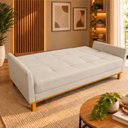 Ver imagem 3 de Sofá Cama Casal 3 Lugares Retro Luna Suede Bege Ilumini Decor