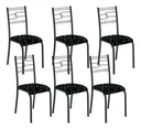 Ver imagem 2 de Kit 6 Cadeiras Paraty Corino Preto Lirio Tubo Preto Fosco