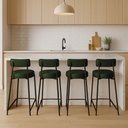 Ver imagem 1 de Banqueta Cozinha Alta com Encosto Industrial Preto Kit 4 Londres Pu Verde D03 - D'rossi