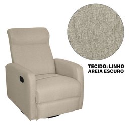 Poltrona Reclinável Giratória com Balanço Prime:linho Bege - 6