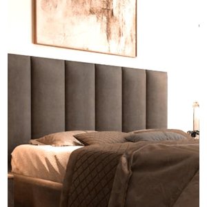 Cabeceira Casal Veludo Marrom Modular Luxo Cama Box Casal