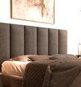 Ver imagem 1 de Cabeceira Casal Veludo Marrom Modular Luxo Cama Box Casal