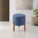 Ver imagem 1 de Puff Decorativo Catânia 3 Pés Madeira Maciça Linho Azul