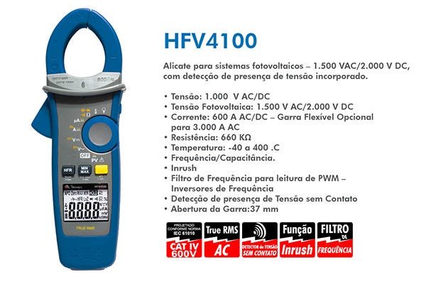 Alicate Amperímetro para Painel Solar Minipa HFV-4100 - 2
