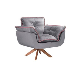 Poltrona Decorativa Giratória - Cinza