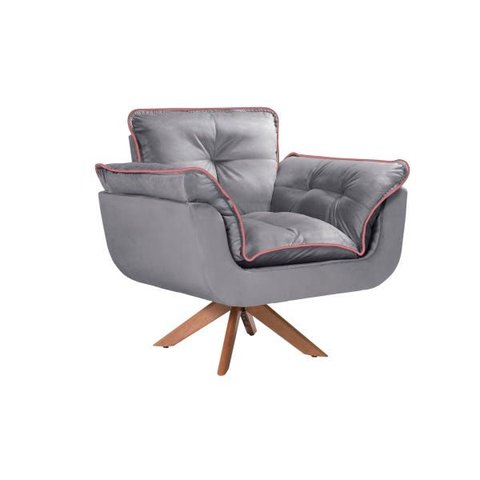 Poltrona Decorativa Giratória - Cinza