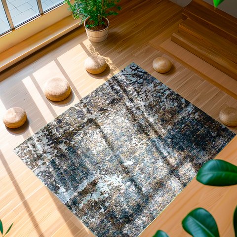 Tapete Éfeso Sala Quarto 150x200 Tecido Relevo Decorativo - Cinza com Bege