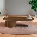 Ver imagem 1 de Mesa de Centro Ipê em Madeira Maciça Castanho Metal Champagne