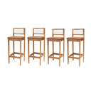 Ver imagem 1 de Kit 4 Banqueta Alta de Madeira com Assento Estofado Corino e Encosto em Palhinha Bruna: Mel e Sintet