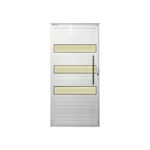 Porta Lambril 3 Vidros D 210x90 com Puxador e Rolete Branco