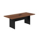 Ver imagem 2 de Mesa de Reunião 6 Lugares com 1 Caixa de Tomadas Pé Painel 200x90cm Yescasa Preto/Nogal Sevilha