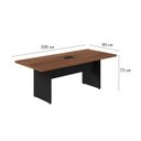 Ver imagem 3 de Mesa de Reunião 6 Lugares com 1 Caixa de Tomadas Pé Painel 200x90cm Yescasa Preto/Nogal Sevilha